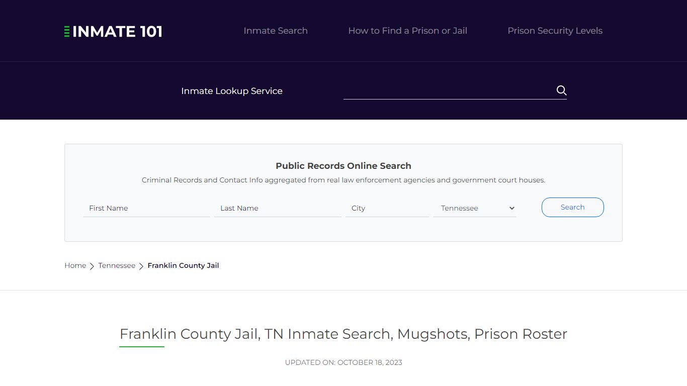 Franklin County Jail, TN Inmate Search, Mugshots, Prison Roster